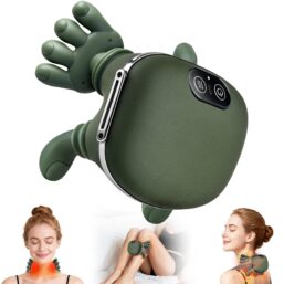 Shoulder and Neck Massager, Bionic Heated Massager, Neck Massager with Fingers, 4D Kneading Massage, Simulates a Real Palm Massage for Comfort, Relax Muscle Tension (Green)