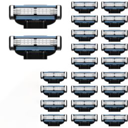 24 Pcs Razor Blade Refills for Men,Compatible with Ma-ch 3 Razor Blades Refill Disposable Blade Manual Beard Trimmer Safety Replacement Shaver Heads Set