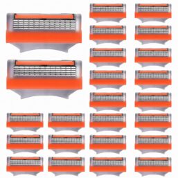 24 Pcs Razor Blade Refills for Men,Compatible with Fus-sion 5 Razor Blades Refills,Disposable Blade Manual Beard Trimmer Safety Replacement Shaver Heads Set