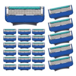 24 Pcs Men’s Razor Refills, Compatible with Mach5, 5-Layer Stainless Steel Blades with Lubrication Strip for Smooth Shave, Ideal for Home, Business Travel & Gym Grooming.